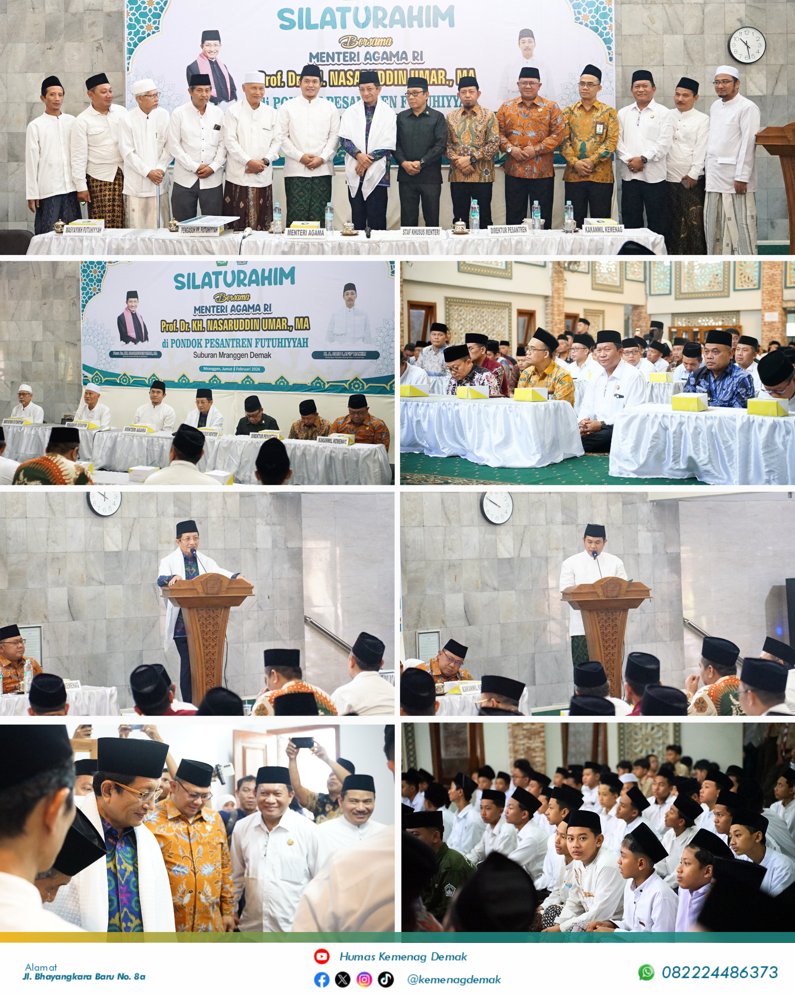 Menteri Agama Kunjungi Ponpes Futuhiyah Demak, Tekankan Peran Pesantren Cetak Umat Produktif dan Serahkan Bantuan Rp100 Juta